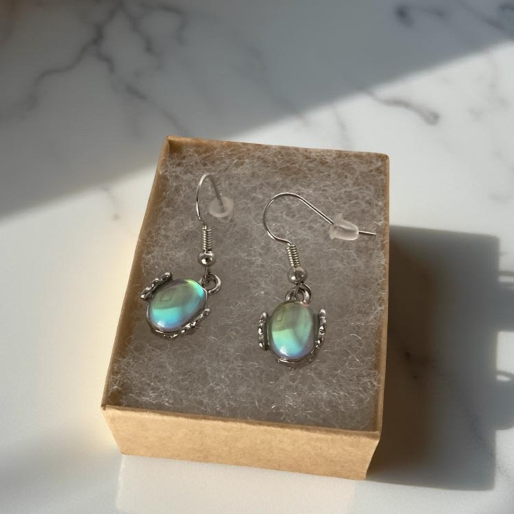 Elegant Earrings Colorful Stone Pierced Dangle Boho Women’s Gift Box NWOT